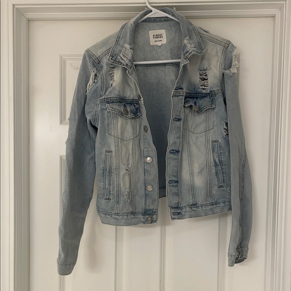 Almost Famous Distressed Light Blue Denim Jacket